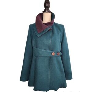 Peruvian Link Alpaca Collection Double Collar Jacket Green Women's Size Medium